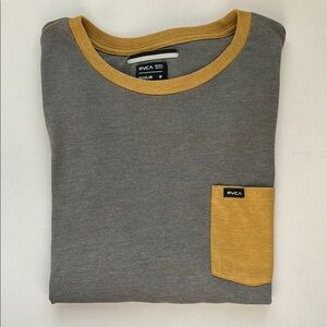 RVCA Gray and Gold Short Sleeve Tee - Medium